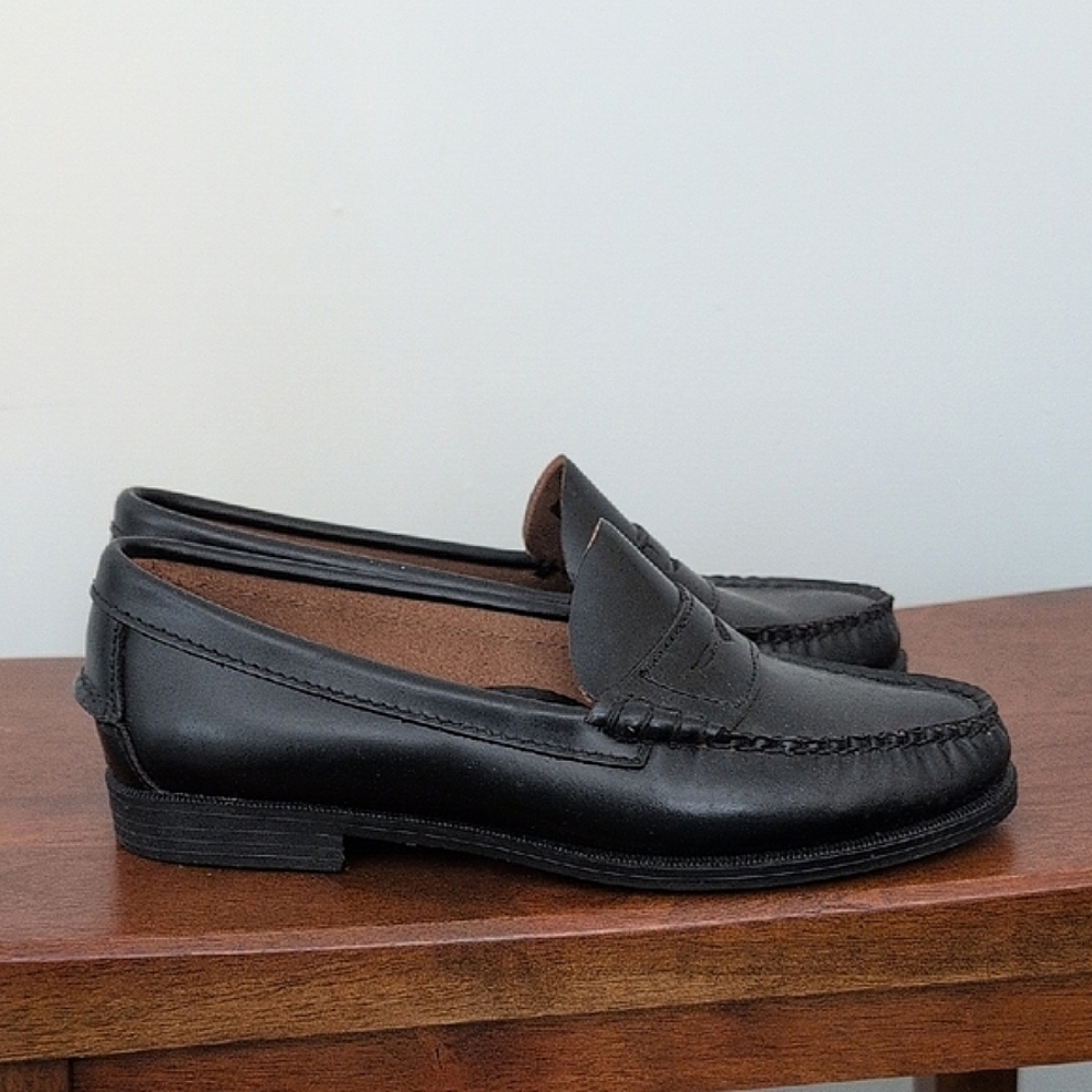 Sebago Black Leather Slip-On Loafers shoes Size 5.5 - Picture 1 of 8